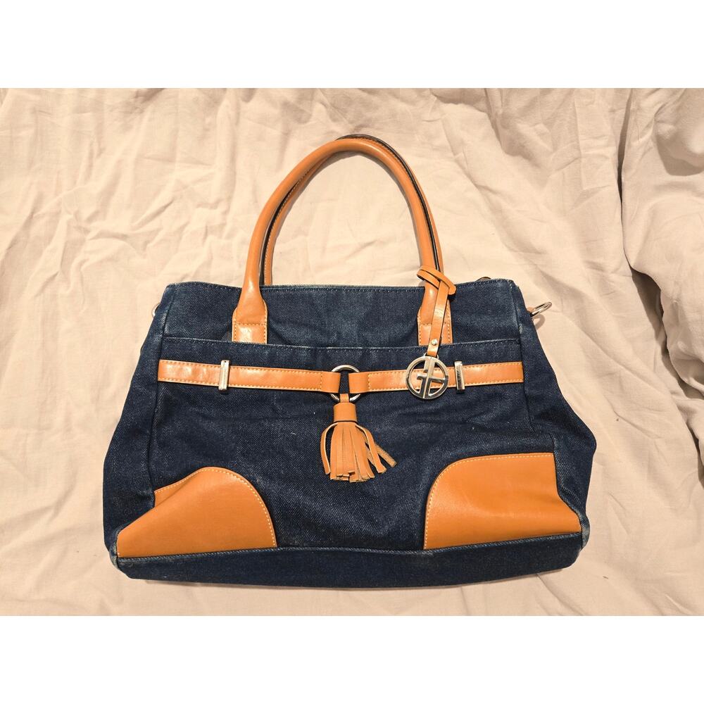 Giani Bernini Demin Hobo Purse tan accents
